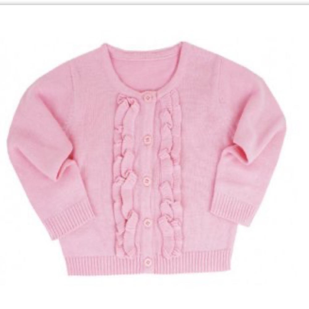 🆕 RUFFLE BUTTS PINK RUFFLED CARDIGAN FOR GIRLS